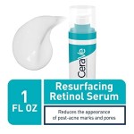 CeraVe Serum Retinol untuk Pembaruan Kulit, Dilengkapi dengan Ceramide dan Niacinamide, Dirancang untuk Kulit Rentan Jerawat, 30ml, Transparan